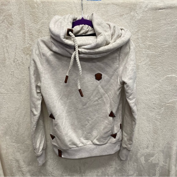 Naketano pullover sweatshirt cowl neck women’s size medium oatmeal - Picture 9 of 11